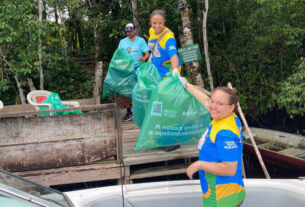 Ação voluntária do IAT recolhe resíduos da Estação Guaraguaçu, em Paranaguá