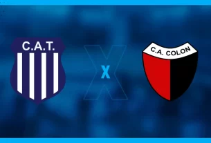 Escudos de Talleres e Colón, que se enfrentam pela Copa Argentina.