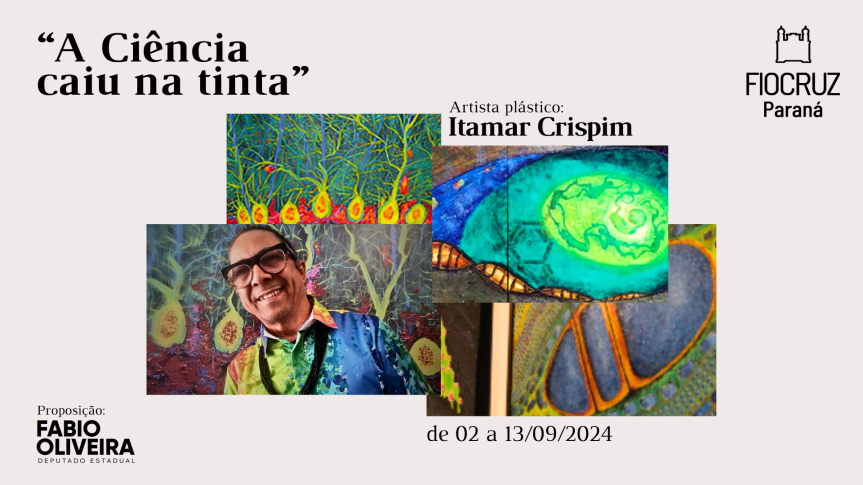 A exposição, assinada por Itamar Crispim, servidor da Fiocruz Paraná, estará em cartaz no Espaço Cultural da Assembleia Legislativa. A abertura oficial será na segunda-feira, 2 de setembro, às 18h30.