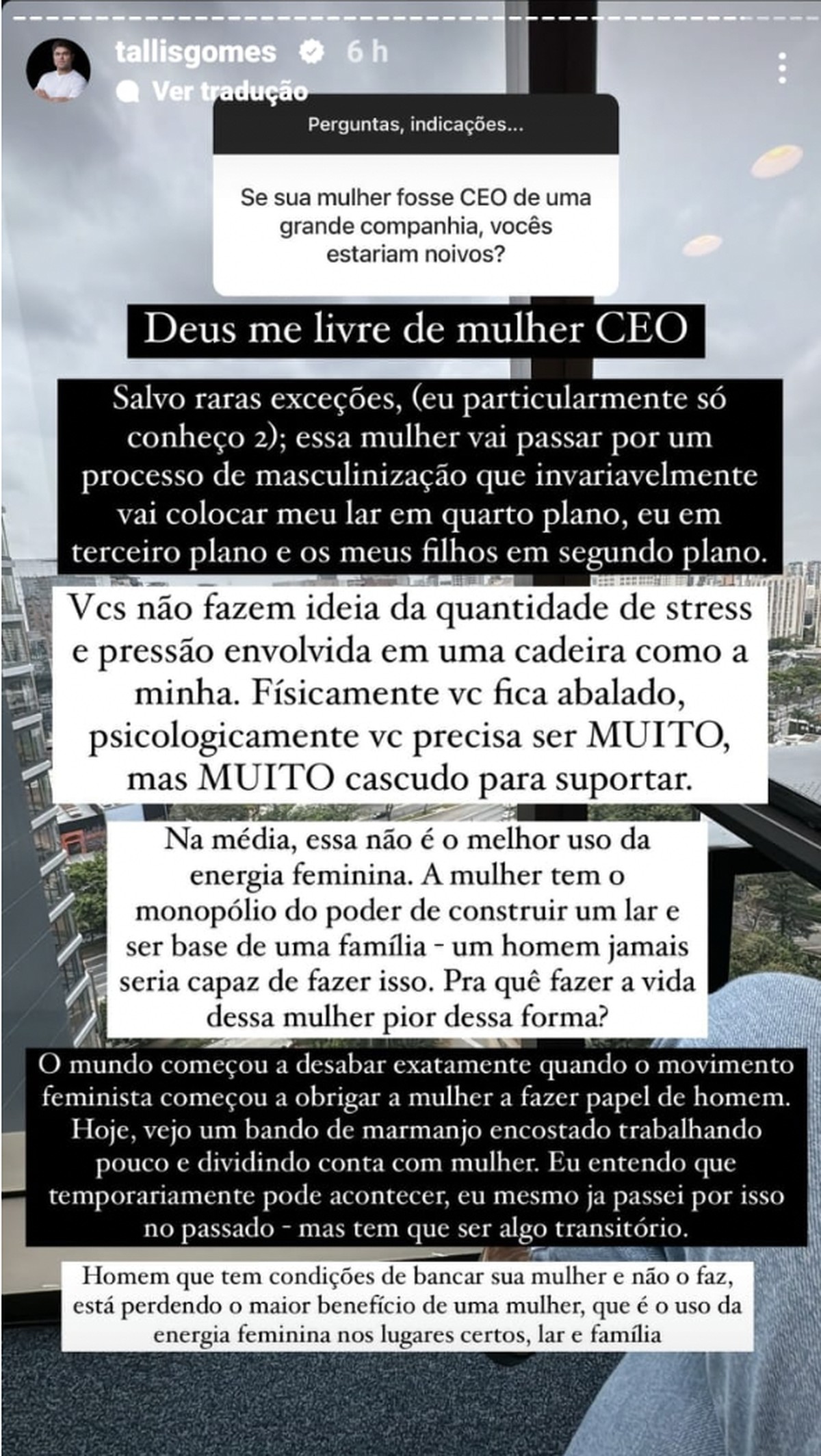 Fala de Tallis Gomes "Deus me livre de mulher CEO" repercute nas redes sociais - e causa reação de executivas | Carreira