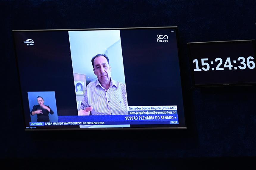 Em pronunciamento via videoconferência, senador Jorge Kajuru (PSB-GO).