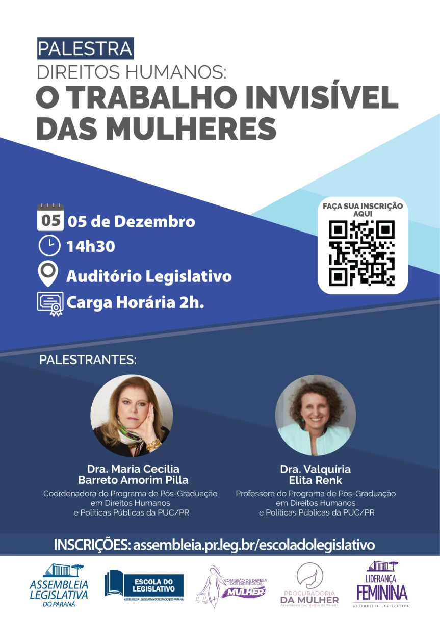 Assembleia Legislativa do Paraná | Notícias > Assembleia Legislativa promove palestra sobre o trabalho invisível das mulheres