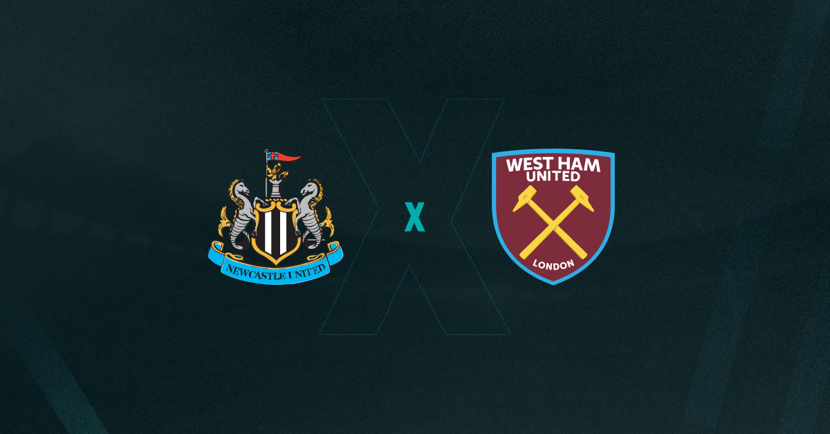 Escudos de Newcastle e West Ham, que duelam pela Premier League