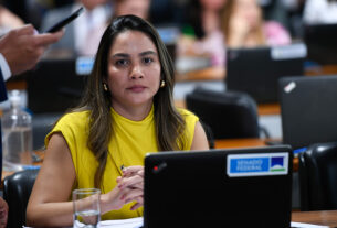 Em destaque, à bancada, senadora Ana Paula Lobato (PSB-MA).