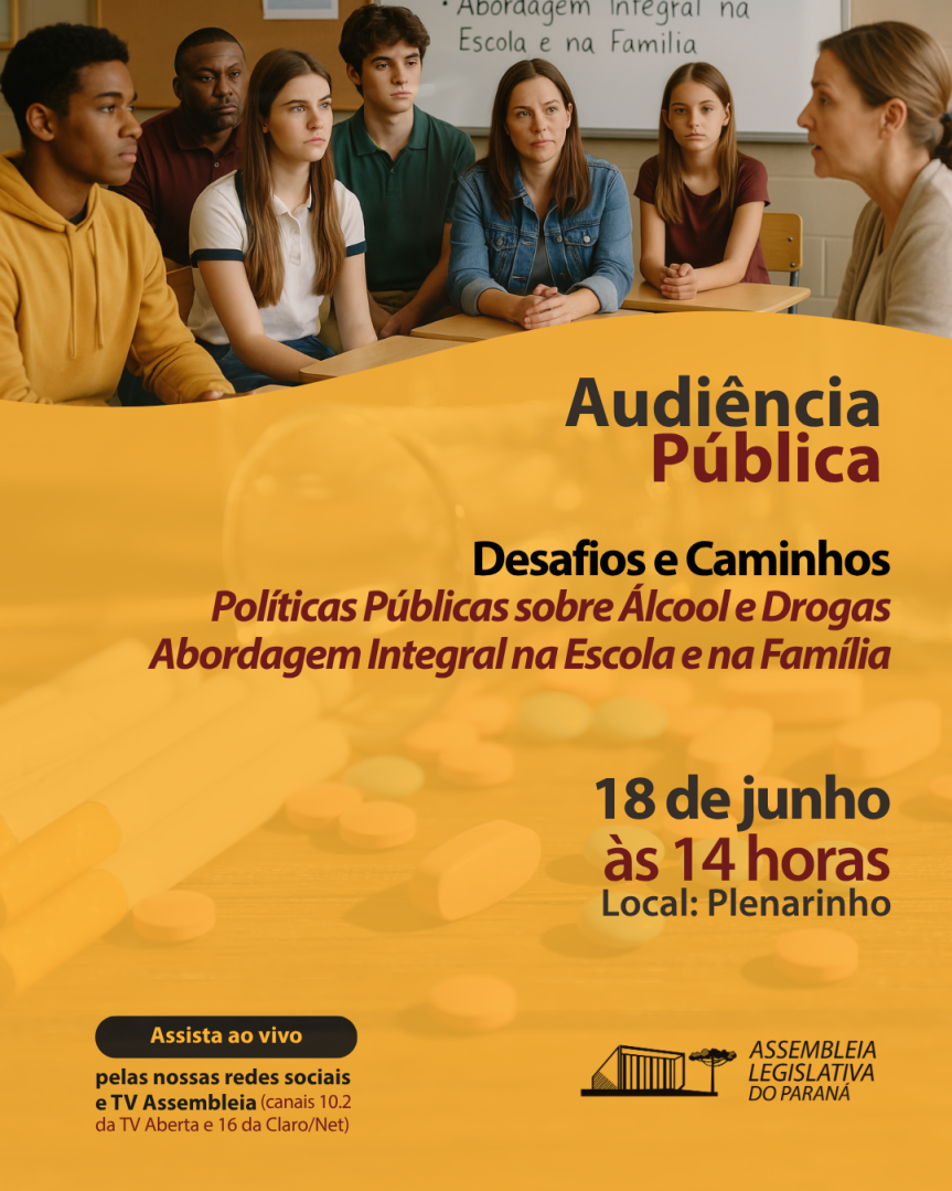 Assembleia Legislativa do Paraná | ALEP | Notícias > Assembleia sedia audiência pública sobre políticas de combate às drogas e álcool