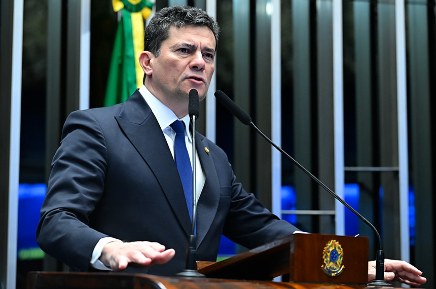 Em discurso, à tribuna, senador Sergio Moro (União-PR).