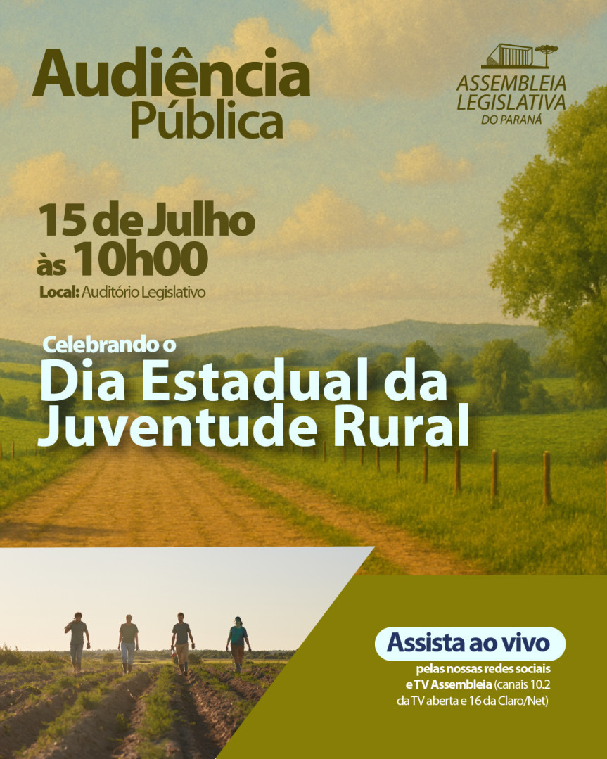 Assembleia Legislativa do Paraná | ALEP | Notícias > Dia Estadual da Juventude Rural: audiência pública discute políticas públicas para jovens que vivem no campo