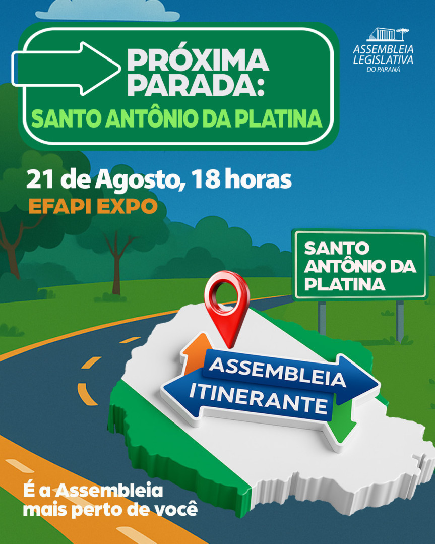 Assembleia Legislativa do Paraná | ALEP | Notícias > Assembleia Itinerante desembarca pela segunda vez em Santo Antônio da Platina na próxima semana