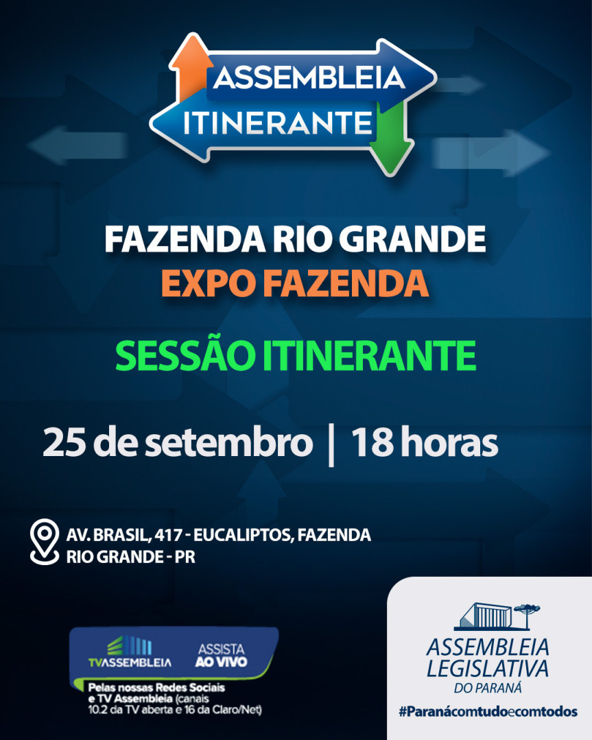 Assembleia Legislativa do Paraná | ALEP | Notícias > Assembleia Itinerante chega à 30ª edição em Fazenda Rio Grande nesta quinta-feira (25)