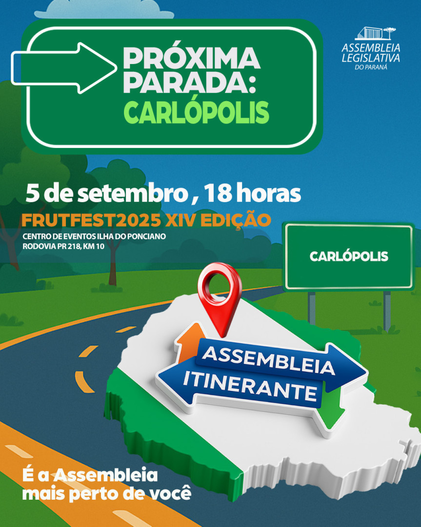 Assembleia Legislativa do Paraná | ALEP | Notícias > Agora é a vez de Carlópolis: Assembleia Itinerante promove Sessão Especial no município nesta sexta-feira (5)