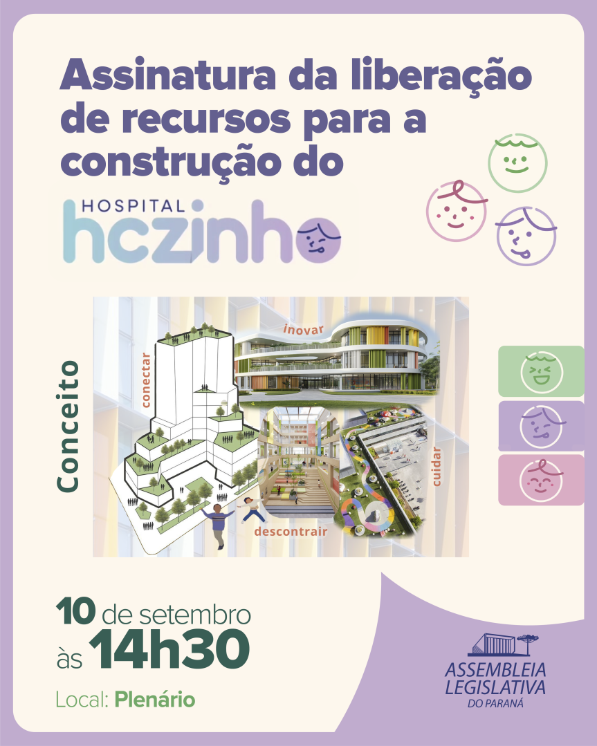 Assembleia Legislativa do Paraná | ALEP | Notícias > Assembleia Legislativa anuncia nesta quarta-feira (10) repasse de R$ 20 milhões para a construção do HCzinho