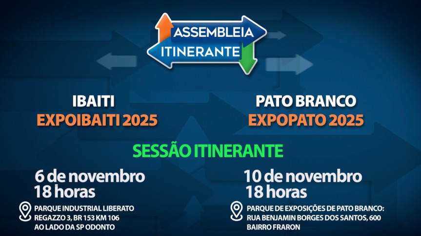 Assembleia Legislativa do Paraná | ALEP | Notícias > Assembleia Itinerante estreia em Ibaiti e Pato Branco nos primeiros dias de novembro