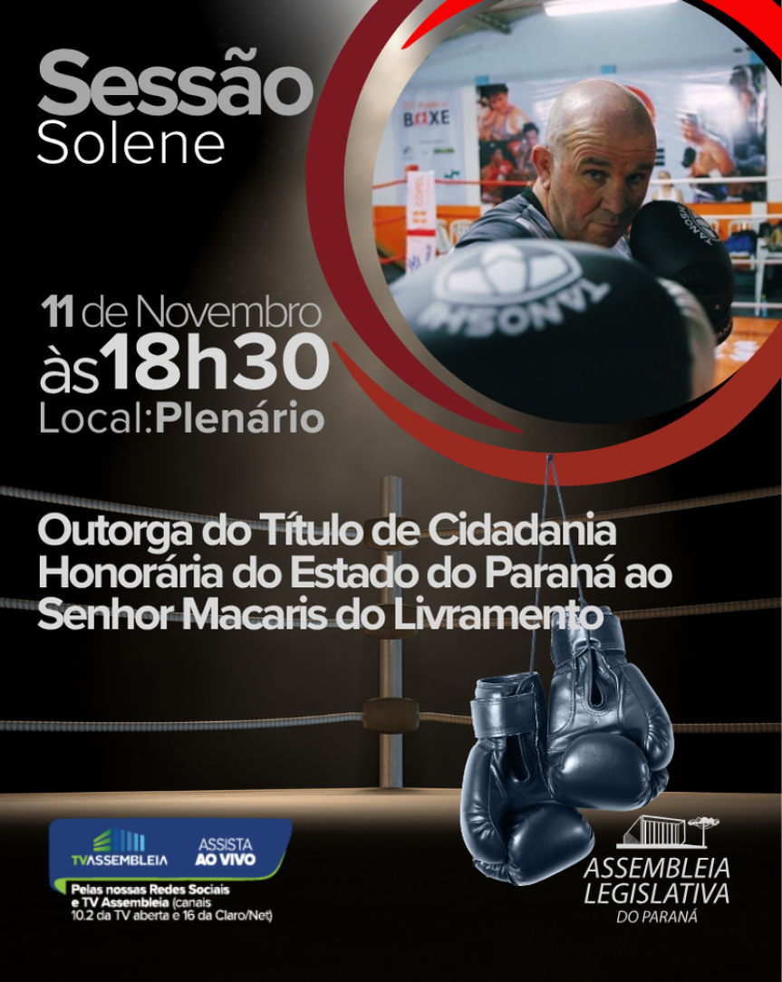 Assembleia Legislativa do Paraná | ALEP | Notícias > Macaris do Livramento receberá título de Cidadão Honorário do Paraná em solenidade na Assembleia Legislativa